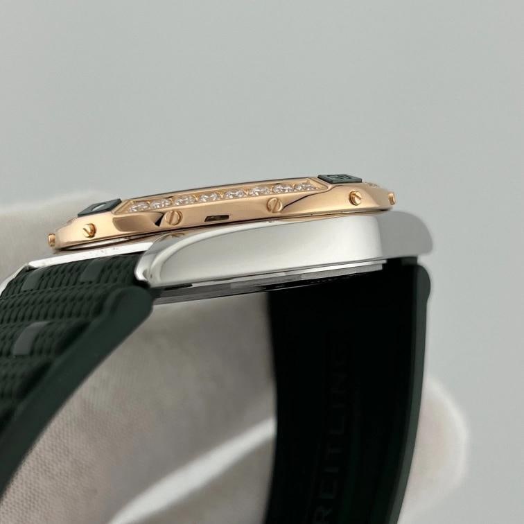 Breitling Super Chronomat U17356 38mm Mint Green Dial 18k Gold Steel Box Paper - 8