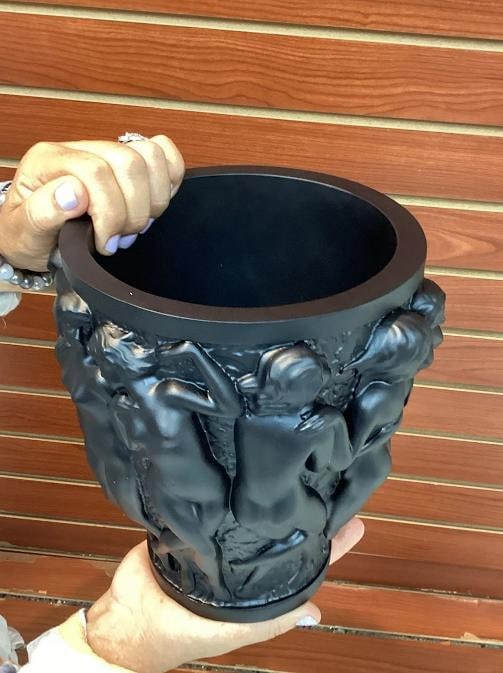 Xl Heavy Art Glass Lalique Style Black Bacchantes Vase H10Ã¢â‚¬Â? Lim - 5