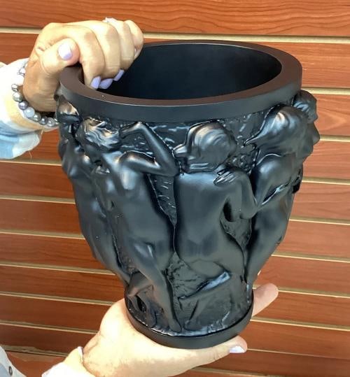 Xl Heavy Art Glass Lalique Style Black Bacchantes Vase H10Ã¢â‚¬Â? Lim - 6