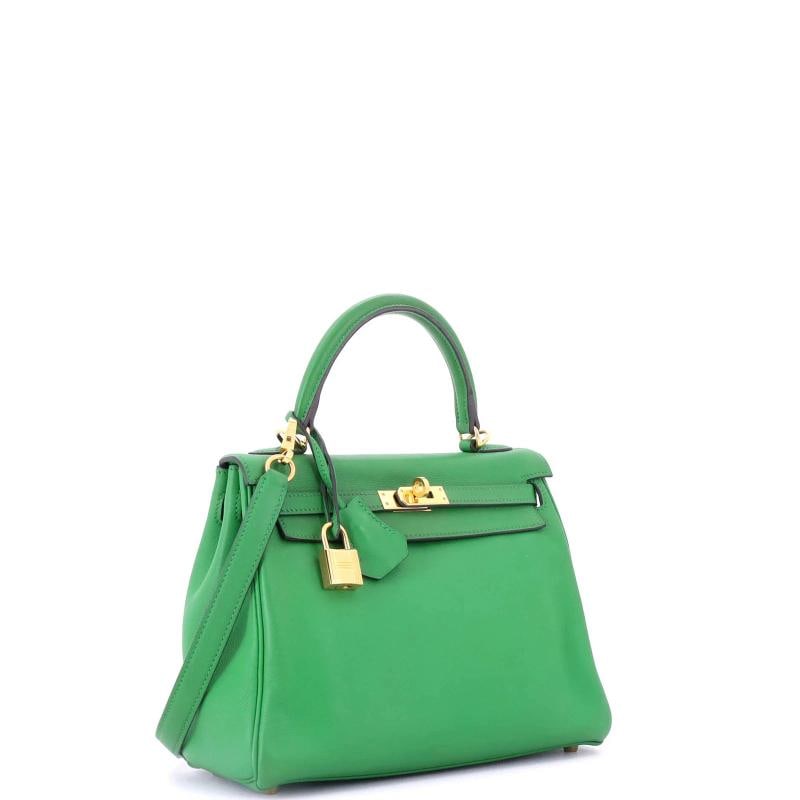 Hermes Kelly Handbag Green Swift with Gold Hardware 25 - 3