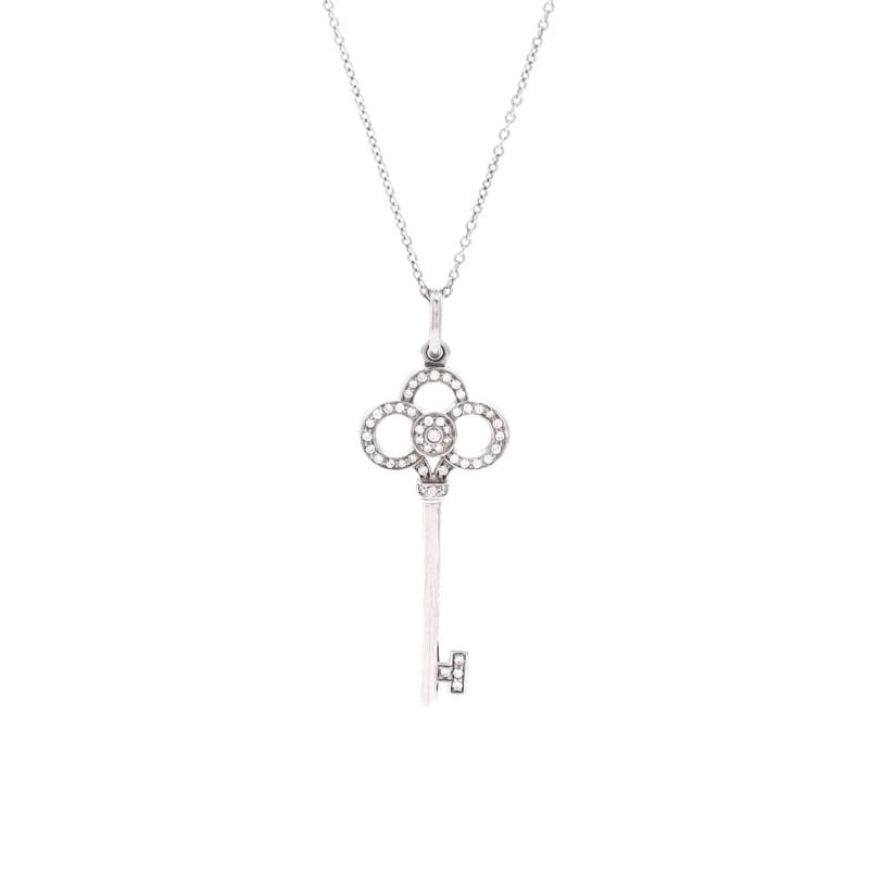 Tiffany & Co. Crown Key Pendant Necklace 18K White Gold with Diamonds: Condition: Pre-owned - Good,Brand: Tiffany & Co.,Main Stone: Diamond,Metal: 18K White Gold,Metal Purity: 18K,Style: Pendant,Type: Necklace,Color: White Gold,Material: 18K White Gold, Diamond