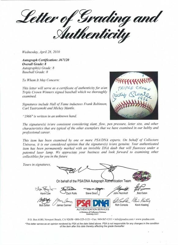 Beautiful Mickey Mantle Triple Crown 1956 Signed Inscribed Baseball PSA DNA - 5