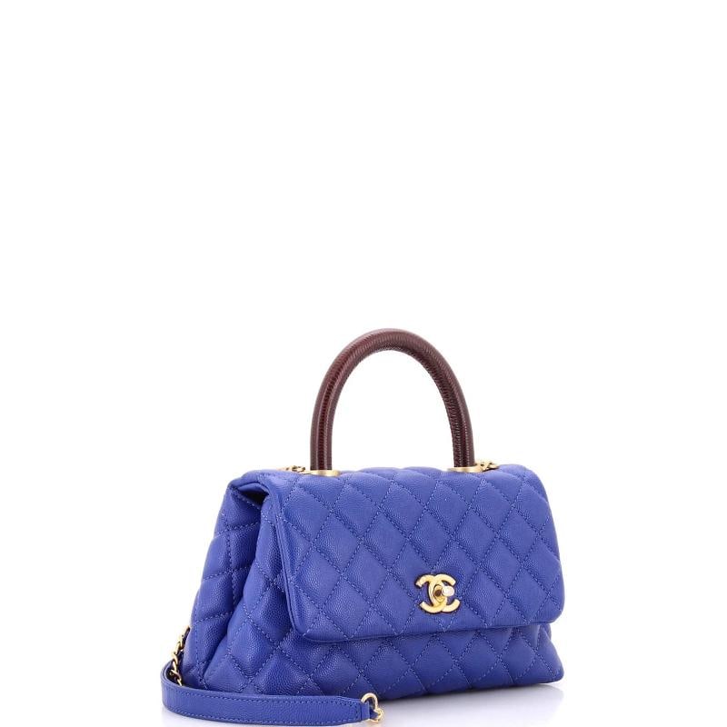 Chanel Coco Top Handle Bag Quilted Caviar with Lizard Mini - 2
