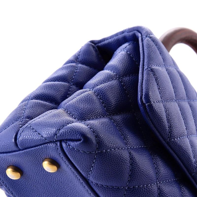 Chanel Coco Top Handle Bag Quilted Caviar with Lizard Mini - 6