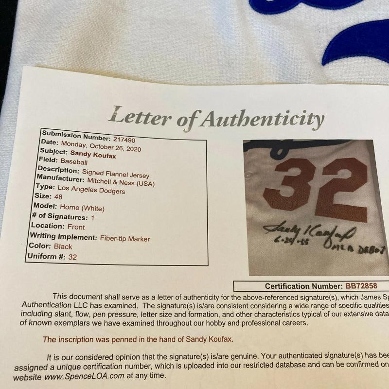 Sandy Koufax MLB Debut 6-24-1955 Signed Brooklyn Dodgers Jersey With JSA COA - 7
