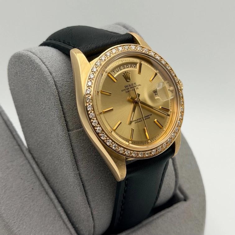 Vintage Rolex Day Date 1803 36mm Champagne Dial Diamond Bezel 18K Yellow Gold - 3