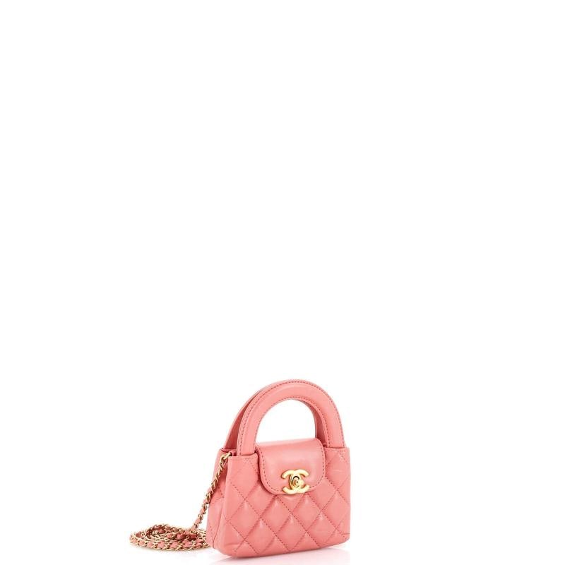 Chanel Kelly Top Handle Shopping Bag Quilted Shiny Aged Calfskin Nano - 2