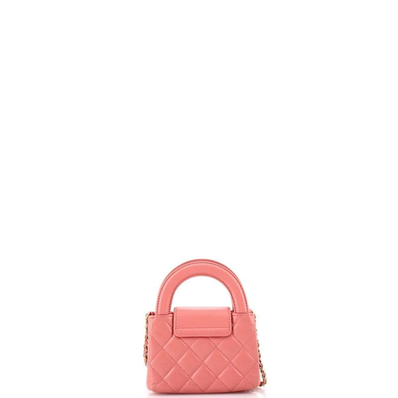 Chanel Kelly Top Handle Shopping Bag Quilted Shiny Aged Calfskin Nano - 3