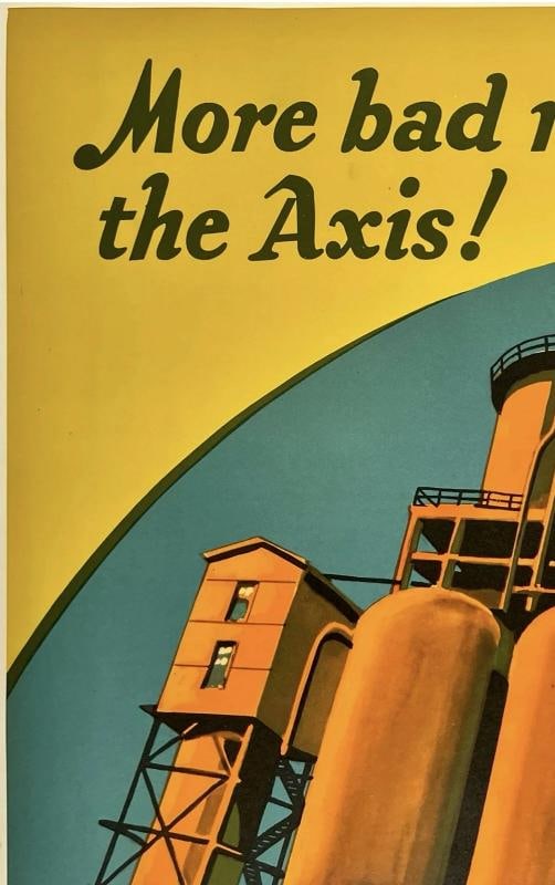 Original Vintage Poster AMOCO MORE BAD NEWS FOR THE AXIS USA WWII World War OL - 2