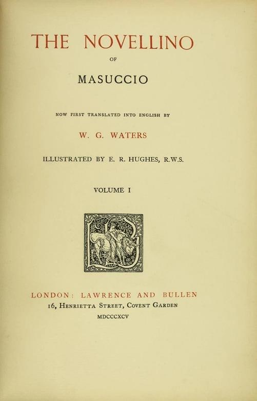 W G Waters / The Novellino of Masuccio Limited Edition 1895 - 2