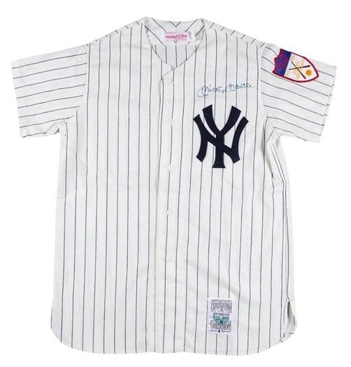 Mickey Mantle Signed 1951 New York Yankees Rookie Game Model Jersey JSA COA: Sport: Baseball-MLB,Player: Mickey Mantle,Autograph Authentication: James Spence Authentication (JSA),Original/Reprint: Original,Product: Jersey,Team: New York Yankees,Country of Origin: United States