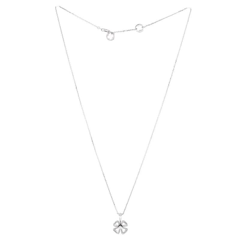 Bvlgari Fiorever Pendant Necklace 18K White Gold with Diamonds - 2