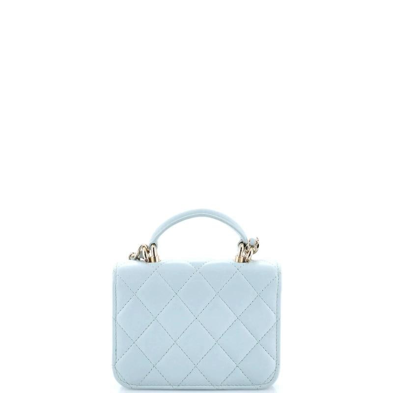Chanel Top Handle Flap Coin Purse with Chain Quilted Lambskin - 3