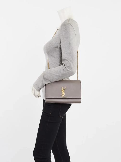Yves Saint Laurent Black Grained Leather Monogram Medium Kate Flap Bag - 2