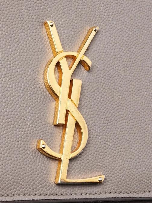 Yves Saint Laurent Black Grained Leather Monogram Medium Kate Flap Bag - 6