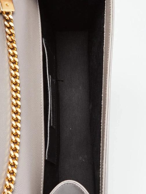 Yves Saint Laurent Black Grained Leather Monogram Medium Kate Flap Bag - 9
