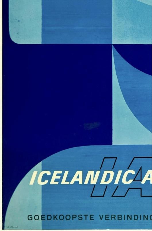 Original Vintage Poster ICELANDIC AIRLINES LOFTLEIDIR Airline Travel Tourism OL - 4