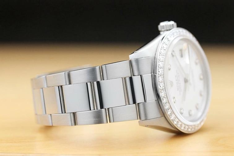 MENS ROLEX DATEJUST 1603 WHITE DIAL 18K WHITE GOLD 1.60 CT DIAMOND STEEL WATCH - 6