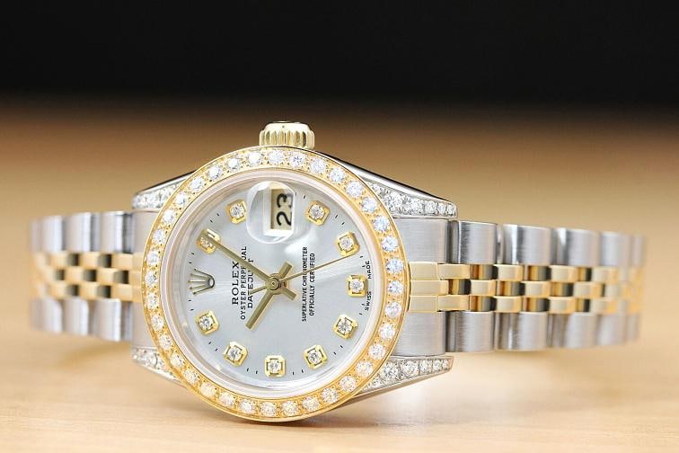 LADIES ROLEX DATEJUST 69173 2-TONE 18K YELLOW GOLD DIAMOND STEEL QUICKSET WATCH - 3