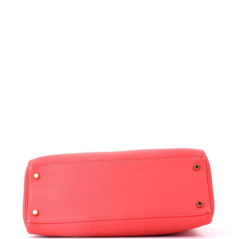 Hermes Kelly Handbag Pink Clemence with Gold Hardware 32 - 4