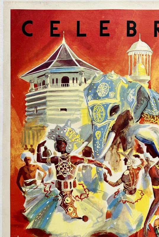 Original Vintage Poster SEE BUDDHA JAYANTI IN CEYLON Travel Tourism Sri Lanka OL - 2