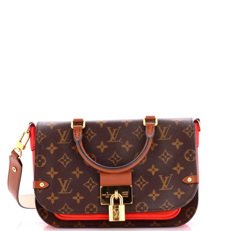 Louis Vuitton Vaugirard Handbag Monogram Canvas with Leather: Condition: Pre-owned - Good,Brand: Louis Vuitton,Exterior Material: Canvas Coated, Leather,Style: Top Handle,Exterior Color: Red,Department: Women,Size: Unknown,Accessories: With Strap Estimated