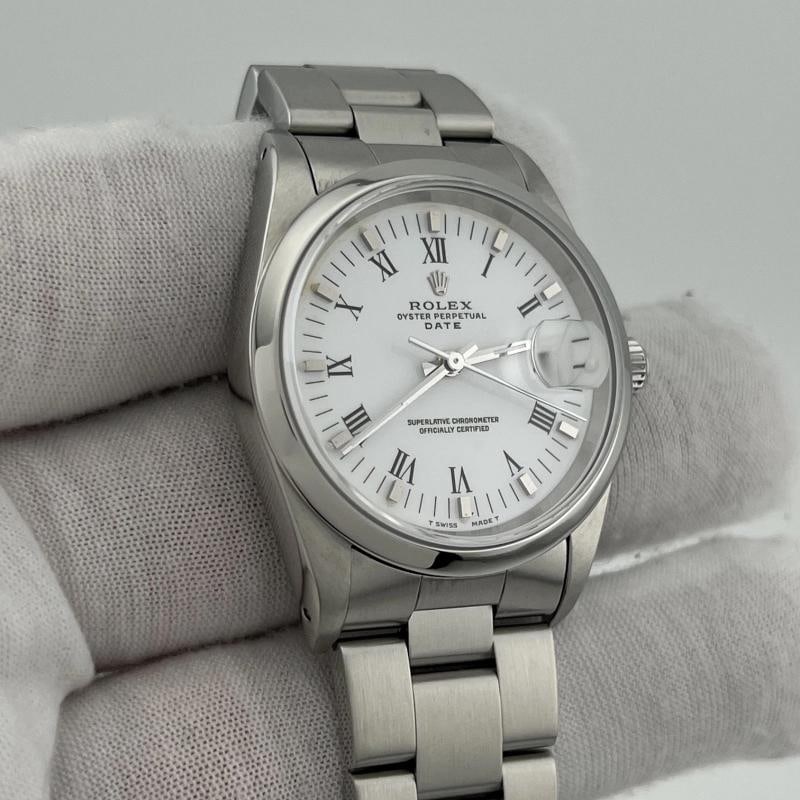 Rolex Date 15200 34mm White Roman Dial Stainless Steel Box Papers - 10