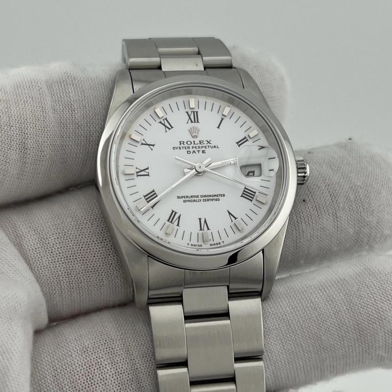 Rolex Date 15200 34mm White Roman Dial Stainless Steel Box Papers - 5