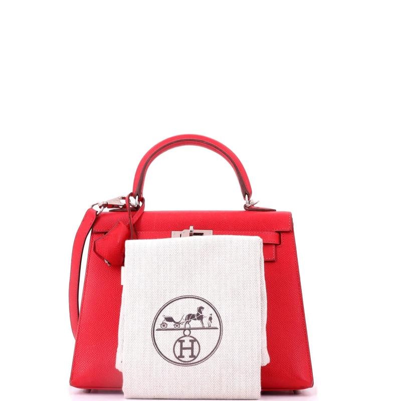 Hermes Kelly Handbag Pink Epsom with Palladium Hardware 25 - 2