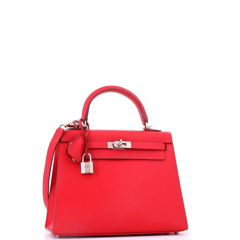 Hermes Kelly Handbag Pink Epsom with Palladium Hardware 25 - 3