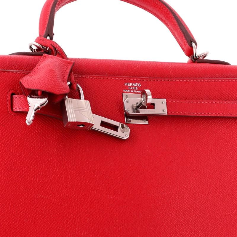 Hermes Kelly Handbag Pink Epsom with Palladium Hardware 25 - 7