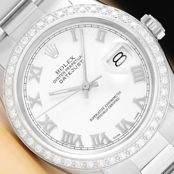ROLEX MENS DATEJUST 16014 WHITE ROMAN DIAMOND 18K WHITE GOLD STEEL OYSTER WATCH: Condition: Pre-owned - Excellent,Brand: Rolex,Department: Men's,Style: Dress/Formal, Luxury: Dress Styles,Features: 12-Hour Dial, Chronometer, Sapphire Crystal, Screwdown Crown, Seconds Hand,