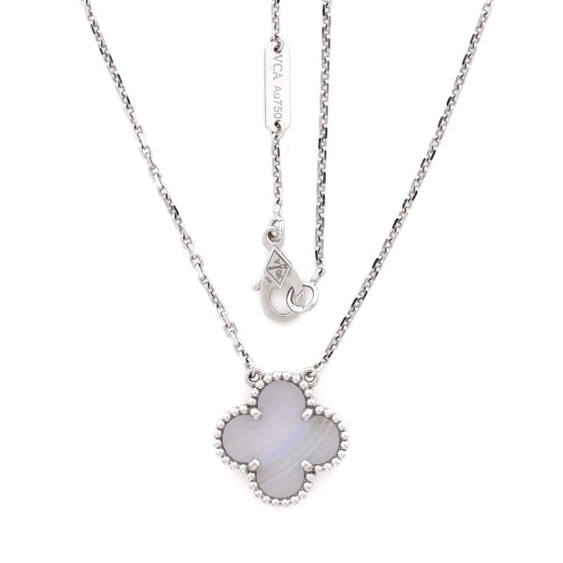 Van Cleef & Arpels Vintage Alhambra Pendant Necklace 18K White Gold - 2
