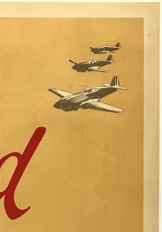 Original Vintage Poster LAND WITH THE U.S. MARINES World War II Recruiting LINEN - 3
