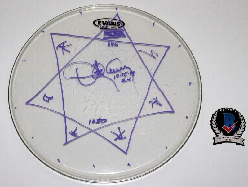 DANNY CAREY TOOL DRUMMER SIGNED 10-15-19 CONCERT USED STAGE DRUMHEAD BECKETT COA - 2