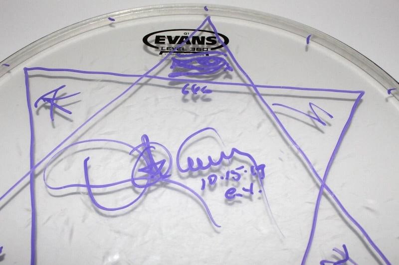 DANNY CAREY TOOL DRUMMER SIGNED 10-15-19 CONCERT USED STAGE DRUMHEAD BECKETT COA - 3