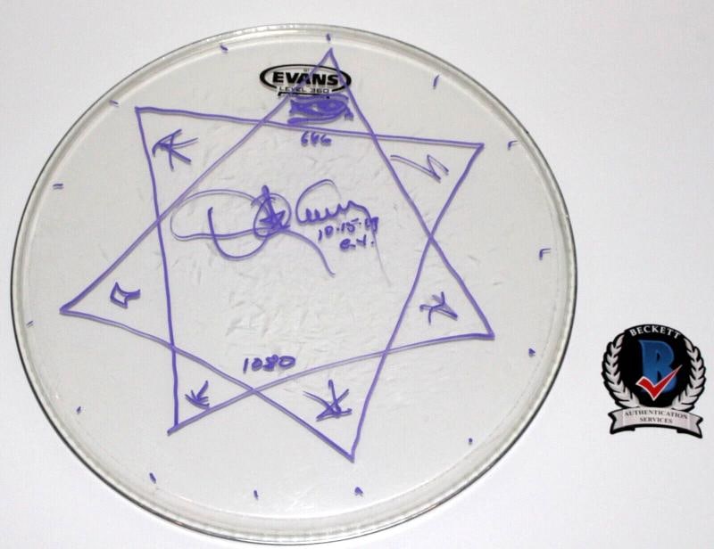 DANNY CAREY TOOL DRUMMER SIGNED 10-15-19 CONCERT USED STAGE DRUMHEAD BECKETT COA - 4