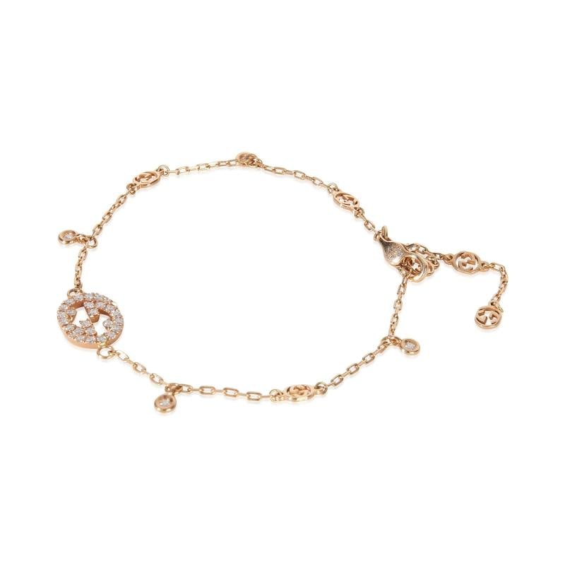 Gucci Rose Gold Diamond Interlocking G Bracelet - 2