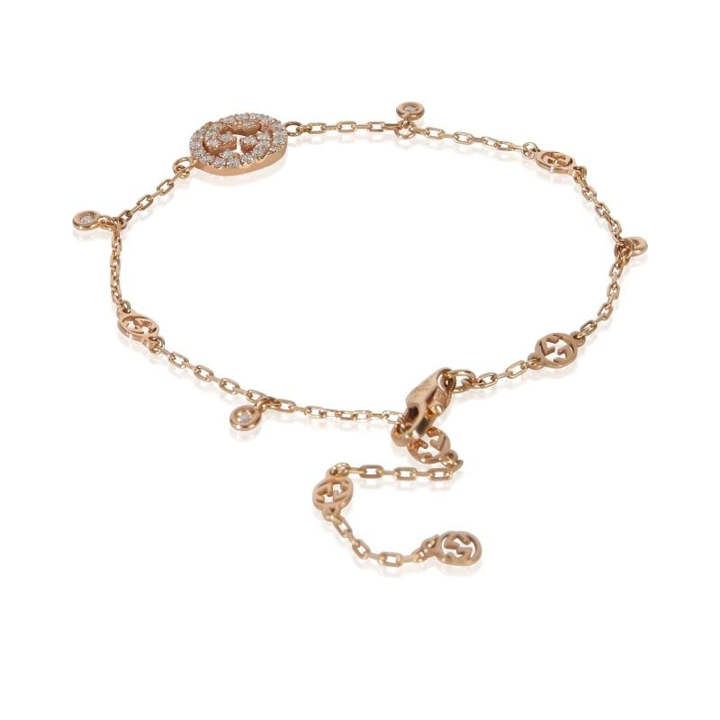 Gucci Rose Gold Diamond Interlocking G Bracelet - 3