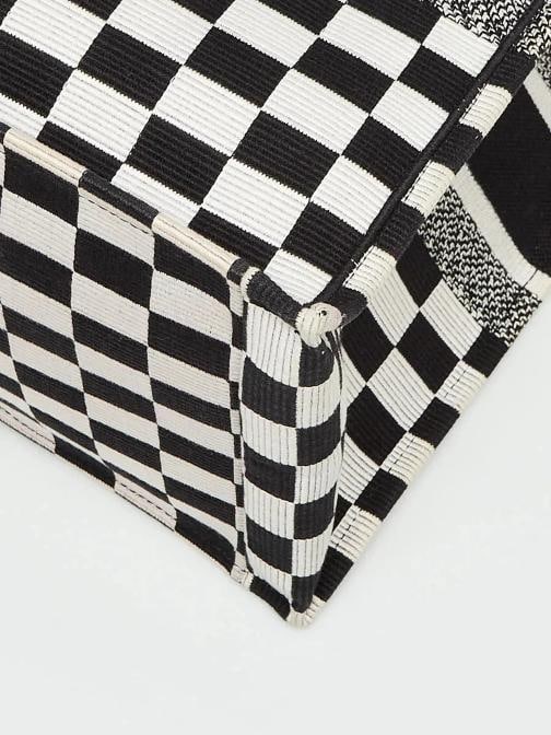 Christian Dior Black/White Check Canvas Large Book Tote Bag - 4