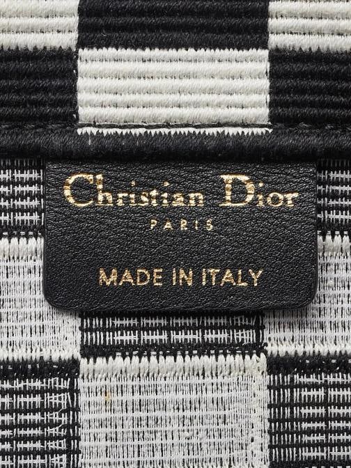 Christian Dior Black/White Check Canvas Large Book Tote Bag - 7