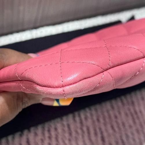 Chanel Lambskin Quilted Medium Casino Beauty CC Cosmetic Pouch in Fuchsia (2016) - 8