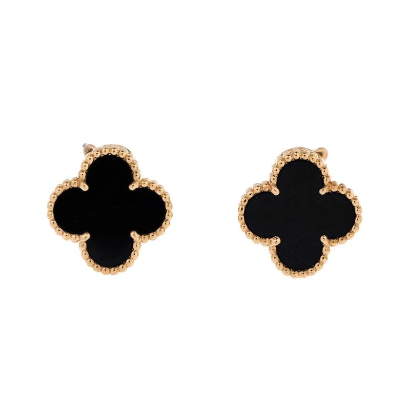 Van Cleef & Arpels Vintage Alhambra Earrings 18K Yellow Gold and Onyx: Condition: Pre-owned - Good,Brand: Van Cleef & Arpels,Main Stone: Onyx,Metal: 18K Yellow Gold,Metal Purity: 18K,Style: Earrings,Type: Earrings,Color: Yellow Gold,Material: 18K Yellow Gold, Onyx
