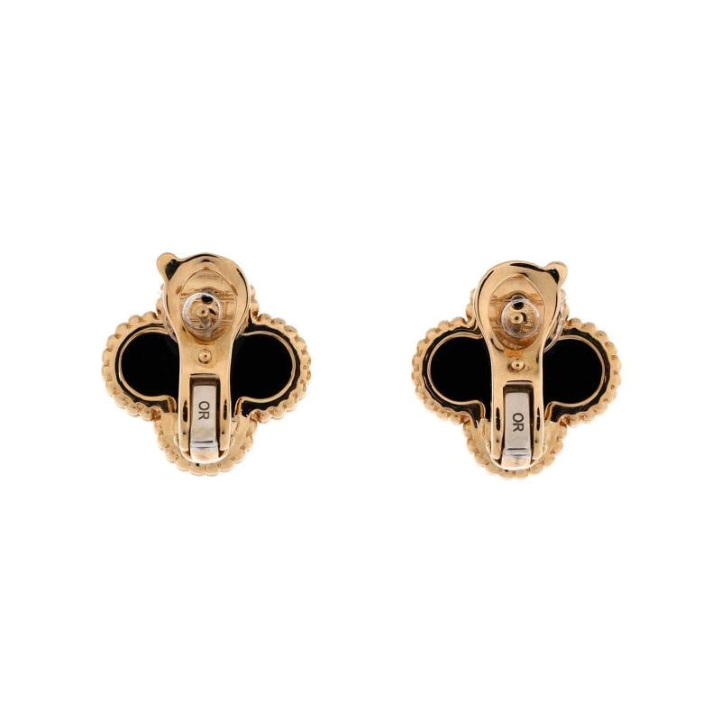Van Cleef & Arpels Vintage Alhambra Earrings 18K Yellow Gold and Onyx - 2