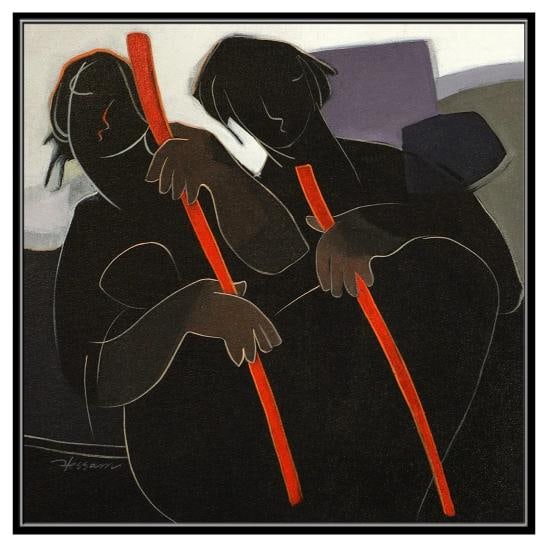 Hessam Abrishami Original Oil Painting On Canvas Signed Music Figure Portrait - 2