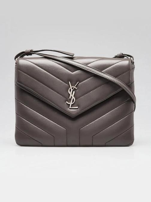 Yves Saint Laurent Grey Chevron Quilted Leather LouLou Flap Bag: Condition: Pre-owned - Good,Brand: Yves Saint Laurent,Exterior Material: Leather,Style: Crossbody Bags,Everyday Bags,Exterior Color: Grey,Department: Women,Country of Origin: Italy This stylish Yves
