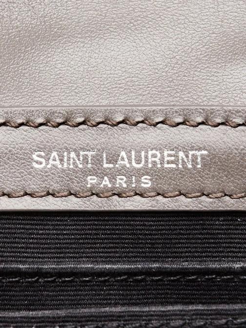 Yves Saint Laurent Grey Chevron Quilted Leather LouLou Flap Bag - 8