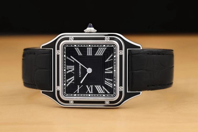 2024 B&P CARTIER SANTOS DUMONT WSSA0046 BLACK STAINLESS STEEL LEATHER WATCH - 3