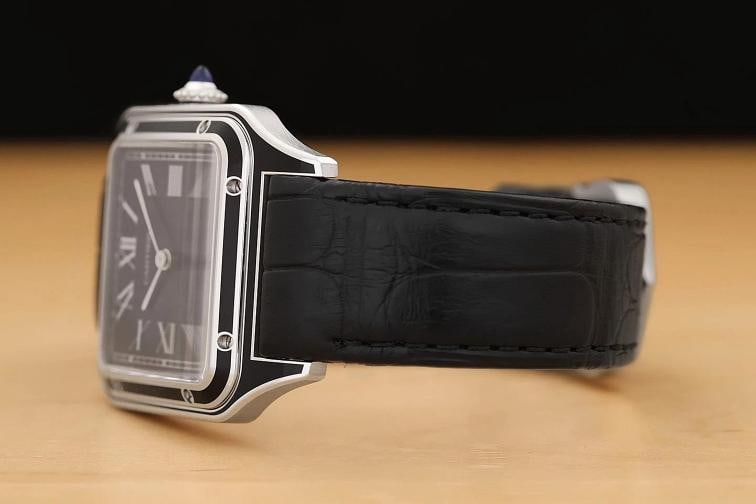 2024 B&P CARTIER SANTOS DUMONT WSSA0046 BLACK STAINLESS STEEL LEATHER WATCH - 4
