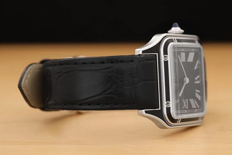 2024 B&P CARTIER SANTOS DUMONT WSSA0046 BLACK STAINLESS STEEL LEATHER WATCH - 8